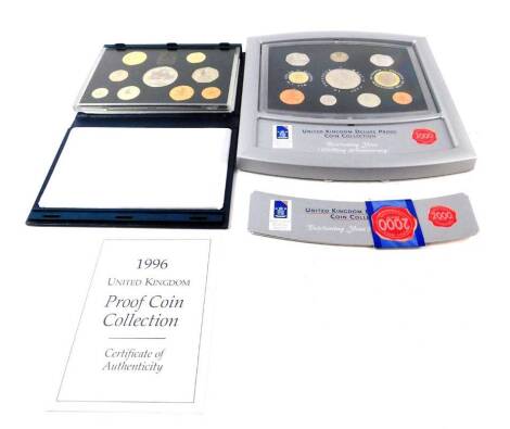 A UK Deluxe Proof Coin Collection 2000, together with a 1996 Proof Coin Collection. (2)