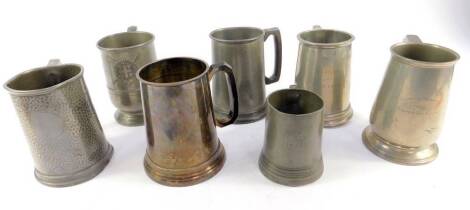 Seven mid 20thC pewter rowing tankards, including Thames Rowing Club, Calcutta, Reading, and Chiswick Regatta.