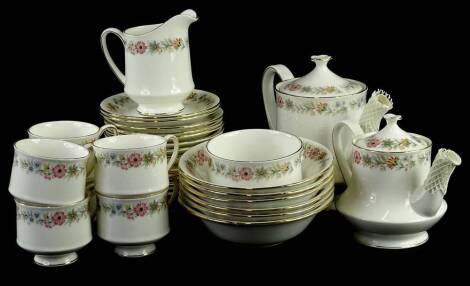 A Royal Albert Belinda pattern part tea service, to include two teapots, cups etc.