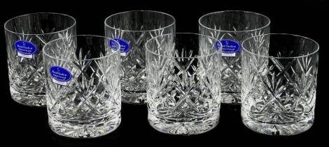 A set of six Royal Doulton crystal Georgian pattern tumblers, in fitted box.