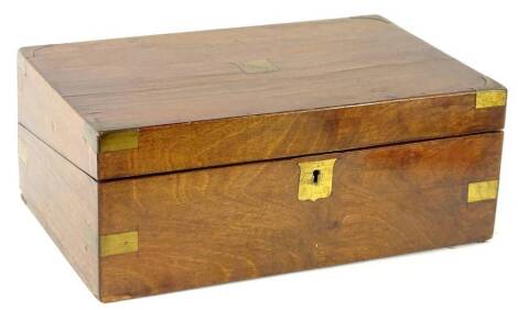 A Victorian mahogany and brass bound writing box, with a fitted interior, 34cm W.