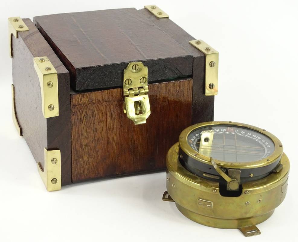 A Second World War aviation compass, type P11, liquid filled in a