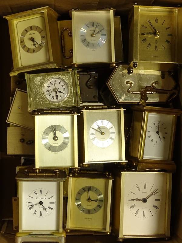A large quantity of modern Quartz and battery operated carriage clocks, to  include London Clock Company,