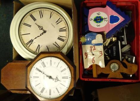 A large quantity of mainly battery operated novelty clocks, to include one carved in the form of a seahorse, a child's cuckoo clock etc. (2 boxes) Provenance: This timepiece formed part of Luke Jerram's installation Harrison's Garden, at The Ropewalk Gall