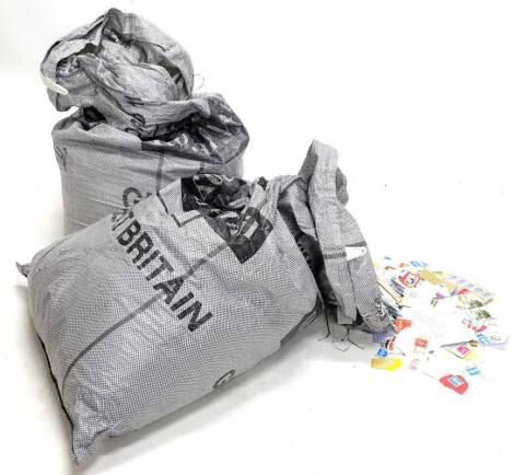 A large quantity of used stamps, two mail bags.