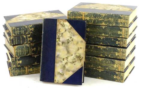 A part set of Edwardian Bronte novels, to include the work of Emily and Charlotte, dated 1905, blue leather bindings.