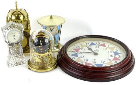 Various clocks, to include a reproduction RAF clock, lantern clock, two anniversary clocks and an Edinburgh Crystal timepiece.