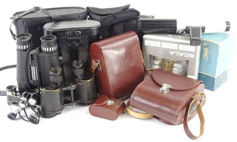 A quantity of binoculars, eye glasses etc., various makers.