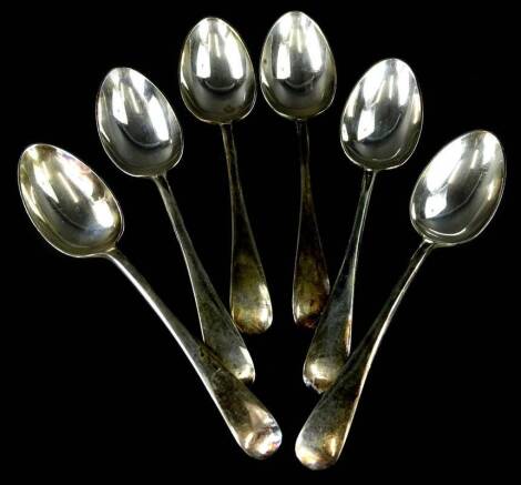 A set of six late Victorian silver Old English pattern teaspoons, Sheffield 1897, 5oz.