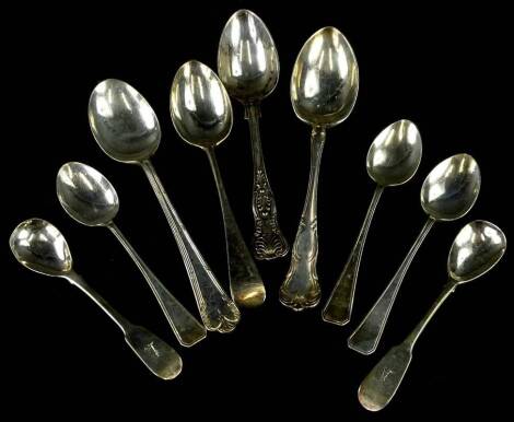 Various silver teaspoons and other spoons, 5¾oz.