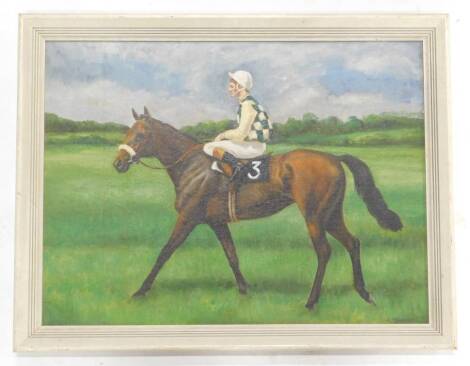 J. McGawen. Racehorse and jockey, oil on board, 45cm x 56cm.