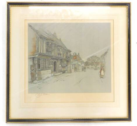 Cecil Aldin. The Star Inn, artist signed print with blind stamp, 38cm x 40cm.