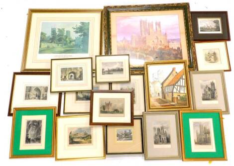 Various 19thC and later Lincoln and Lincolnshire related prints, to include the Cathedral etc.