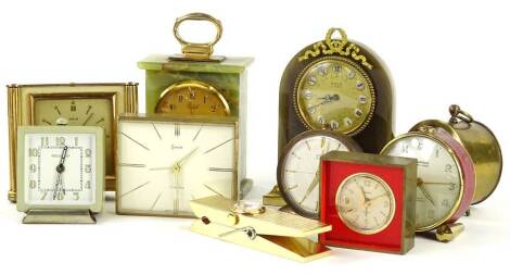 Various miniature carriage type clocks, travelling clocks etc. (9)