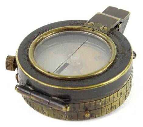 A Short and Mason of London military compass, engraved with the name SSA Group Sargent A Hargood-Ash, dated 1905 with military arrow etc.