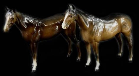 Two Beswick brown horses, 21cm H.