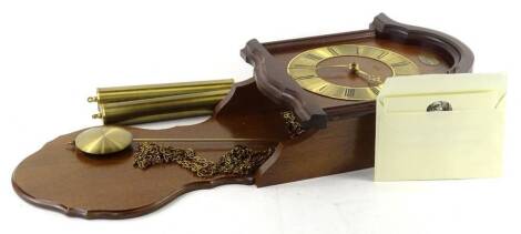 A R.M.S. German wall clock, in mahogany case, the brass chapter ring with Roman numerals, 66cm H.