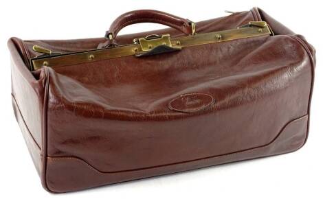 A Texier brown leather Gladstone type overnight bag, 46cm L.