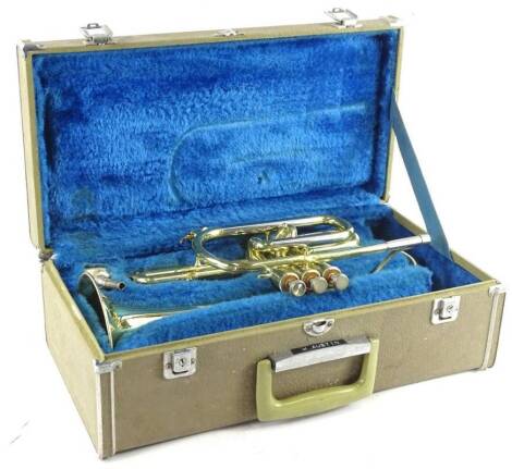 A Yamaha trumpet, in fitted case