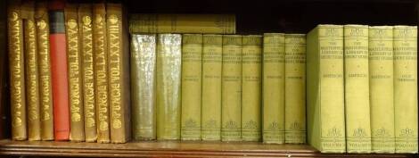 Various volumes of Punch, in brown cloth and gilt bindings, Harper (C.G.), Half Hours with the Highwayman and various volumes of The Masterpiece Library of Short Stories. (1 shelf)