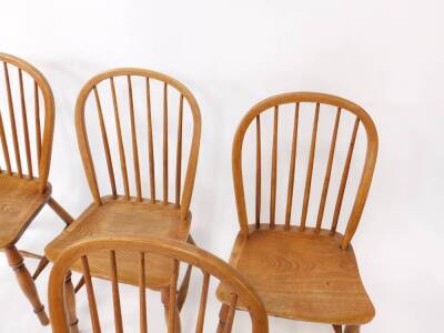 A set of six early 19thC Lincolnshire Windsor kitchen side chairs by Marsh of Sleaford, with hooped splindle backs, turned legs and H stretchers, not stamped. - 2