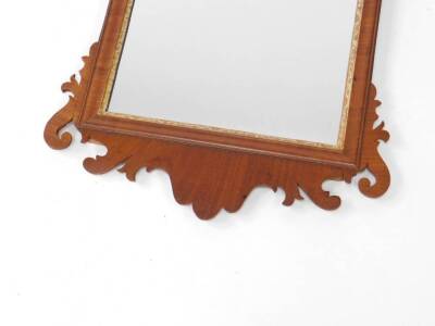 A George III mahogany pier glass, with fretwork frame, having parcel gilt ho-ho bird and slip, rectangular plate, 80cm H, 45cm W. - 3