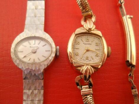 A Bulova ladies gold plated bracelet wristwatch together with a Rotary