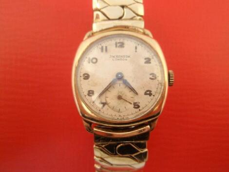 A gentleman's 9ct gold cased wristwatch by J.W. Benson