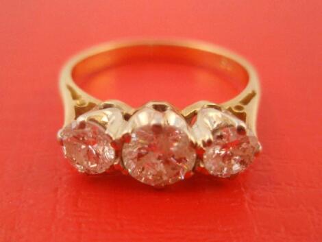 A three stone diamond ring