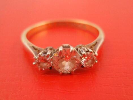 A three stone diamond ring