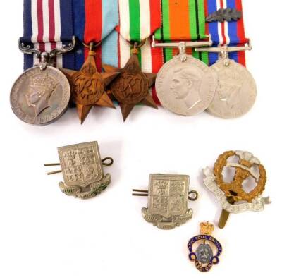 WWII Military Medal group, comprising Military Medal, BWM with oakleaf, Defence Medal, The 1939-45 Star, and The Italy Star, the M.M. presented to 6200187 Sgt A.E Moreton Middlessex Regiment, with facsimile copy of citation, name incorrectly inscribed on - 2