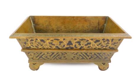 A French 18thC bronze and boulle work ice wagon, with floral decoration, side frieze drawer, raised on castors, 11.5cm H, 24.5cm W, 15.5cm D.