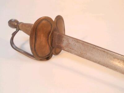 A 19thC Continental single edged sword with brass guard and pommel