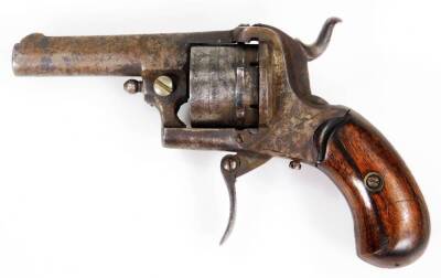 A 19thC English patent pin fire pocket pistol, with polished wooden stock, stamped to the barrel, 9cm H. - 2