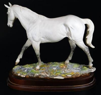 A 20thC Royal Doulton figure of Desert Orchid, on naturalistic base and wooden plinth, matt, with paperwork, 33cm H. - 3