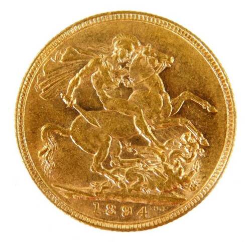 A Victorian gold full sovereign, 1894.