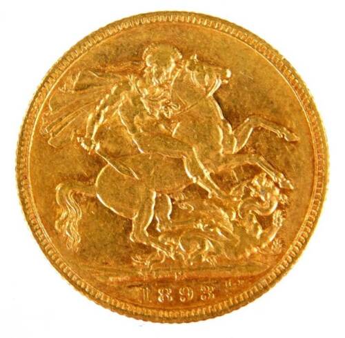A Victorian gold full sovereign, 1893.