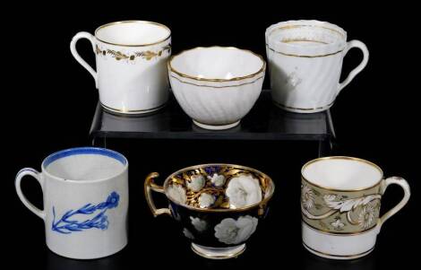 Various 19thC and other cabinet cups, early 19thC Derby Crown & D cabinet cup, 8cm H, early 19thC Derby cabinet cup with gilt highlights, tea bowl, blue and white cup, etc. (a quantity)