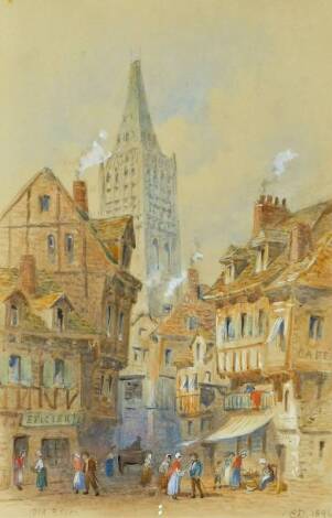 Edward Dolby (fl1894). Old Rouen, watercolour, initialled titled and dated 1896, 25cm x 16cm.