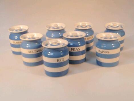 A set of eight of T G Green Cornish ware storage jars