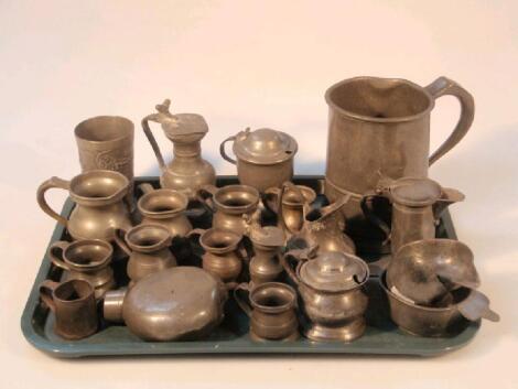 18thC and later pewter including two pap boats