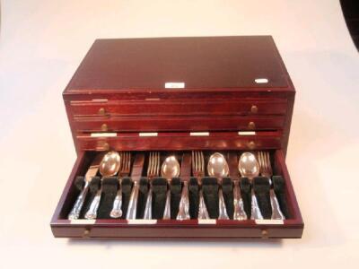 A mahogany canteen of George Butler specimen cutlery styles