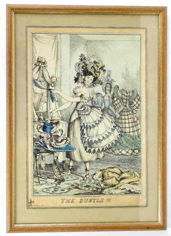 A 19thC fashion plate. The Bustle, published by Thomas McLean, 26 Haymarket, hand coloured, 36cm x 24cm.