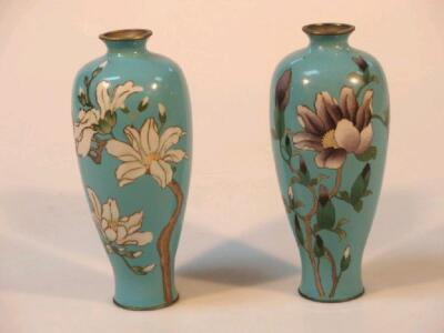 A pair of late 19thC cloisonne vases