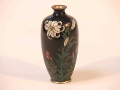 A late 19thC cloisonne ovoid vase