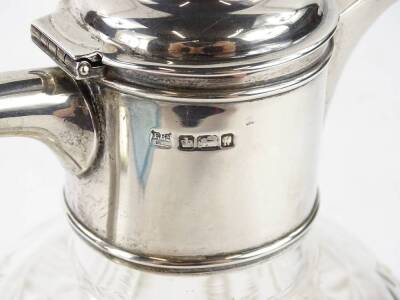 An Edwardian silver mounted claret jug, with cut glass globular body, Sheffield 1902, 19cm H. - 2