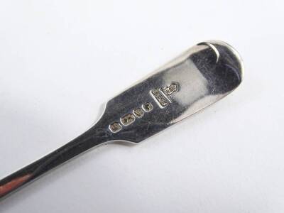 A set of twelve Victorian silver fiddle pattern tea spoons, each engraved with initials, Sheffield 1888, 9¾oz. - 2