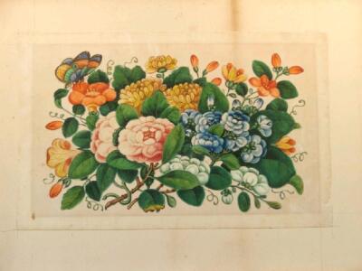 Four 19thC Chinese paintings on rice paper of flowering chrysanthemums - 2