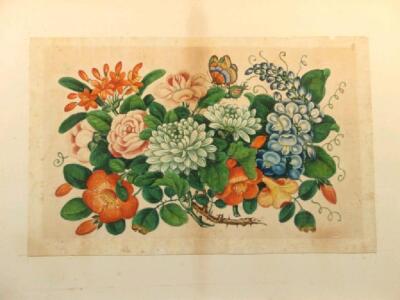 Four 19thC Chinese paintings on rice paper of flowering chrysanthemums - 3