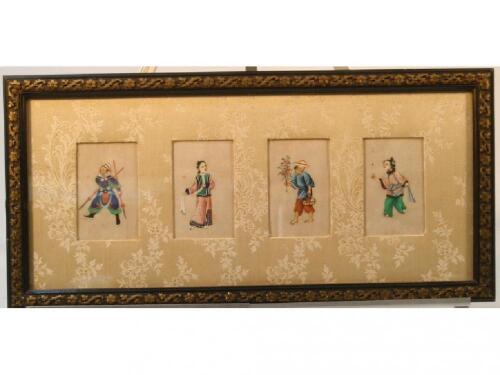 Eight 19thC Chinese paintings on rice paper